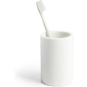 White Resin Bathroom Tumbler Cup - White Toothbrush Holder, 4x2.75 Inch, 12oz Capacity, Minimalist Vanity Countertop Organizer