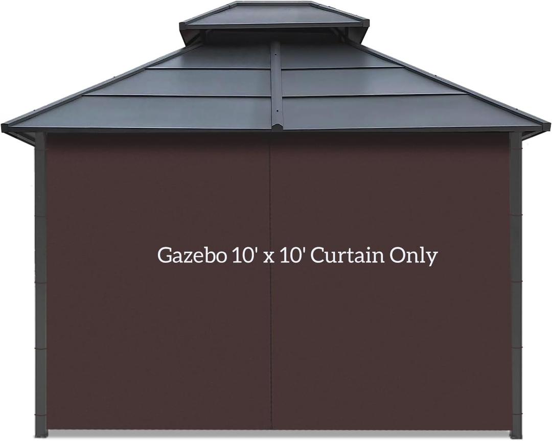 Gazebo Privacy Curtain with Zipper Side Wall Universal Replacement for 10' x 10' Gazebo, Patio, Outdoor Canopy, Garden and Backyard,Coffee Brown (1-Panel Curtain Only)