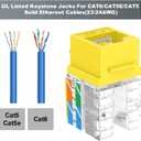 VCE UL Listed Cat6 RJ45 Keystone Jack Insert 25-Pack, 90 Degree Punch Down Keystone Jack Adapter Slim Profile Yellow