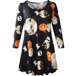 LARACE 3/4 Sleeve Shirts for Women Plus Size Tunic Dressy Top Loose Fit Flare T-Shirt (6X)