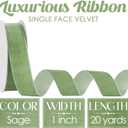 MEEDEE Sage Green Velvet Ribbon 1 Inch Single Face Nylon Velvet Ribbon 2 Rolls 20 Yards Light Green Ribbons for Christmas Tree, Gift Wrappig, Rustic Wreath, Velvet Bow Making, Home Decor