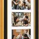 Suede 8x14 Picture Frame Display 3 Opening 4x6 Picture Frames Collage Wall Decor with Mat,Multi Photo Frame for Plexiglass,Wall Decor,1Pack,Black