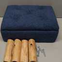 Storage Ottoman, Small Foot Stool Ottoman with Storage, Boucle Teddy Velvet Foot Rest with Padded Seat, Sturdy Wood Legs Stool for Living Room, Bedroom, Couch, Enterway (Dark Blue)