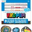 Ooly Vivid Pop Set of 8 Super Bright Water Based Paint Markers - Erases off Whiteboards, Windows, Mirrors- For Kids, Back to School Supplies, Art Projects, Paint Pen Marker for Kids (Classic)