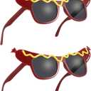 2pcs Hot Dog Eyeglasses for Dance Party and Masquerade Funny Makeup Glasses with Vibrant Design for Beach Gatherings and Themed Events
