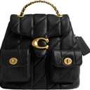 COACH Women's Quilted Leather Tabby Backpack (Black)