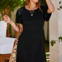Dokotoo Women 2025 Summer Ruffle Edge Sleeve Dresses Floral Casual Beach Mini Dress with Pocket (Black, L)