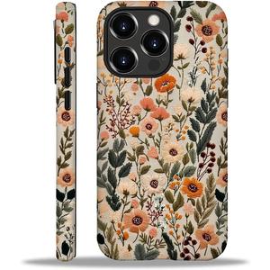 Case for iPhone 16 Pro Max,Shockproof TPU Bumper Drop Protection Hybrid 2-Layer Hard Cover for iPhone 16 Pro Max-Dark Embroidery Flower