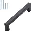 homdiy 15 Pack Black Cabinet Pulls 5 Inch Matte Black Cabinet Pulls Stainless Steel Drawer Dresser Handles, Center to Center 128mm Drawer Handles Stainless Steel Dresser Hardware Square Bar Hardware