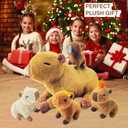 Capybara PlushCute Capybara Mommy Stuffed Animal with 4 Baby Capybara Plushies in TummyKawaii Capybara Plush Toy Gift for Kids Girls Boys