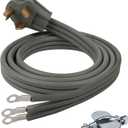 3 Prong Dryer Cord, 6 Ft 10/3 SRDT, 30 Amp Appliance Extension Power Cord, NEMA 10-30 Plug, Grey