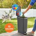 iTouchless 13.2 Gallon / 50 Liter Dog Poop Trash Can with Lid & AbsorbX Odor Filter, Indoor & Outdoor Rust-Proof Pet Waste Bin, Soft-Close Step Pedal, Large Capacity Recycle Bin, Matte Gray