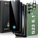 UniqueMe for Samsung Galaxy S23 6.1 inch Privacy Screen Protector,Ultrasonic Fingerprint Compatible[2+2 Pack] 9H Tempered Glass and Camera Lens Protector