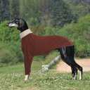 DENTRUN Italian Greyhounds Clothes Dog Cozy Sweater, Fluffy Fleece Jumper Soft Pyjamas for Greyhound-shapped Whippet-Like Dogs, Turtleneck Warm Dog Lightweight Sweatshirt for Cold Weather, Brown, XXS