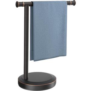 Hoimpro 13" Oil Rubbed Bronze Stand Hand Towel Holder Bathroom Kitchen Countertop Towel Rack Towel Bar Ring Free Standing Counter T Bath Accessories Freestanding Vanity Sink Hardware Stainless Steel