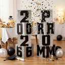 Queekay 8 Pcs Prom Column Standup Photo Booth Decorations 2026 Prom Backdrop Balloon Boxes Cardboard Decoration Column for Party College, 11.8 x 44.9 Inch(Black, Silver Base)