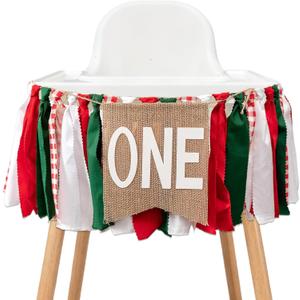 Italian Picnic Theme 1st Birthday High Chair Banner - Pizza Themed Fabric Garland For First Birthday Party, Christmas Highchair Banner for Cake Smash Photo Prop