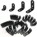 QSJ 26 PCS Corner Bracket Brace Set Stainless Steel 90-Degree Corner Braces 0.78/0.98/1.18/1.57with 64pcs Screws for Wood Furniture Cabinet Chair