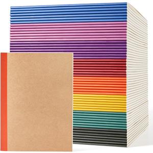 Feela 56 Pack Composition Notebooks Bulk, Kraft Cover Lined Blank College Ruled Composition Travel Journals with Jewel Tone Spines For Women Students, 60 Pages, 8.3x 5.5, A5, 8 Vintage Colors