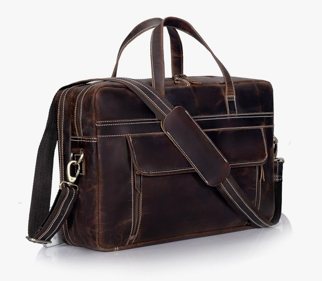 18 Inch Full Grain italian Leather Briefcase for Men, Top Choice Gifts, Handcrafted Laptop Bag