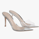 Women's Clear Pointed Toe Slingback Stilettos Heel Sandals Fashion Sexy Comfortable Summer Open Toe Backless Slip On Dress Slides Sandals for Casual Outdoor Party Work Wedding39