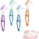 Denture Brush 4Pcs Denture Toothbrushes,Denture Cleaning Care Cleaning Brush,Double Sided Toothbrush for Denture Cleaning Care