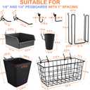 Pegboard Basket Organizers, Peg Board Large Baskets Hooks Bins Cups Tool Organizer 42 Pack Set, Wall Storage Display Hanging Accessories for Craft Office Stadio Shed Garage Organization (Black)