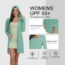 HISKYWIN Women's UPF 50+ UV Sun Protection Hoodie Long Jacket Workout Long Sleeve Zip Shirt Lightweight Outdoor Hooded (Green, S)