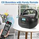 Boombox CD Player Portable Cassette Player with CD MP3 Bluetooth AUX TF/USB AM/FM Radio AC/DC Powered with Remote Control, Headphone Jack, Stereo Sound for Home,Kids,Gift(Black)