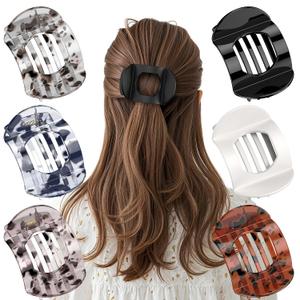 Flat Hair Clips for Women, 6 Pack Flat Claw Clip Non-Slip Grip For Thick Thin Hair, Comfortable Stylish Perfect for Everyday Styling Shopping (Multicolor)