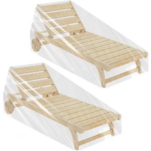 Klmnop 2-Pack Plastic Patio Chaise Lounge Cover, Waterproof Pool Lounge Chair Furniture Cover Heavy Duty 80"L x 28"W x 30"H for Outdoor(Clear)