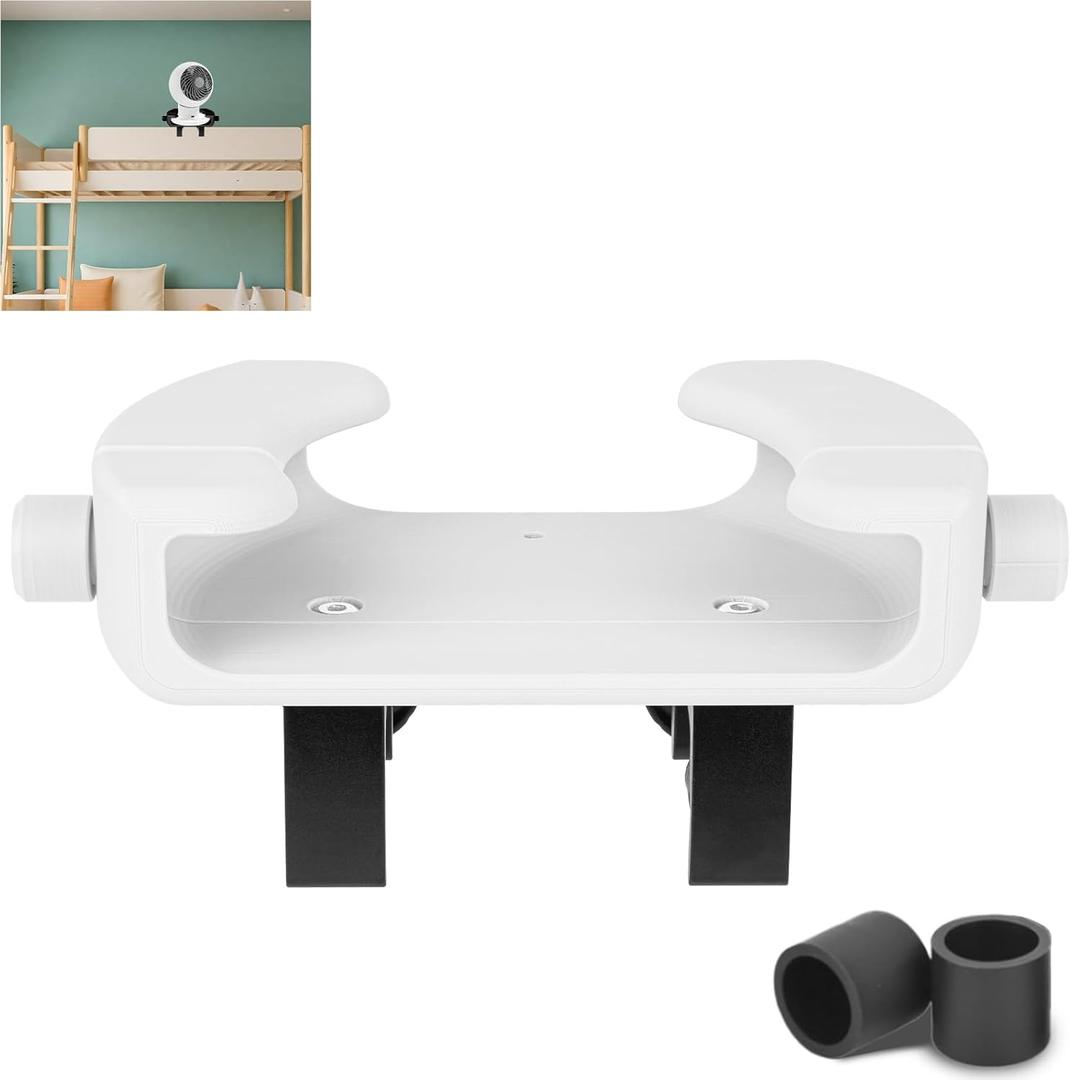 Ultimate Bunk Bed Fan Holder for 8.27" Diameter Fan with Protective Pads- Tool-Free Clip, Bedroom, Dorm, Home,Travel, camping& Office Use (White)