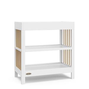 Graco Teddi Changing Table with Water-Resistant Changing Pad (White with Driftwood) - GREENGUARD Gold Certified, Includes Safety Strap