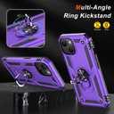 IKAZZ for iPhone 15 Plus Case 6.7 Inch with Screen Protector,Military Grade Shockproof Heavy Duty Protective Phone Cover Pass 16ft Drop Test with Magnetic Kickstand Car Holder,Purple