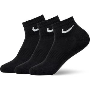 Nike Unisex Adult Everyday Cushioned Training No-Show Socks (3 Pairs) (Medium, Black/White)