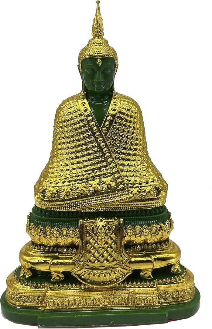 BUDDHO Emerald Buddha Statue Realistic Designed Knee to Knee 2" H. 6" H Jade Buddha Thai Buddha Statue for Home Decor Buddha Gift Buddha Sculpture Buddha Figurines (Winter)
