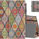 COOWPS Case for All-New Amazon Fire HD 10 Tablet (13th/11th Generation, 2023/2021 Release) 10.1" - Slim Folding Stand Cover with Auto Wake/Sleep, Hand Strap & Stylus Pen Holder, Geometry