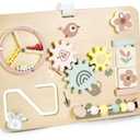 Wooden Montessori Busy Board for 1 Year Old, Sensory Activity Board for Toddlers 2-4, Montessori Baby Fine Motor Skills Toy, Educational Travel Gift for Kids