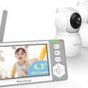 Baby Monitor with 1 Cameras Standby for 26-Hour Battery, Remote Control 4.3'' IPS Video Baby Monitor No WiFi Up to 1000ft Range, ECO, Night Vision, Temperature, 2-Way Talk, 8 Lullabies