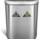 Ninestars DZT-70-11R Automatic Touchless Motion Sensor Semi-Round Trash Can/Recycler, 18.5 Gal. 70 L., Stainless Steel