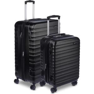 Amazon Basics 2-Piece Hardside Luggage Set (21" Carry-on, 30"), Expandable Suitcases with Spinner Wheels, Scratch-Resistant Surface, Black