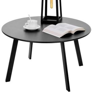 Meluvici Outdoor Side Table, Outdoor/Indoor Metal Steel Patio Coffee Table, Round Weather Resistant Anti-Rust (Black), Pack of 1
