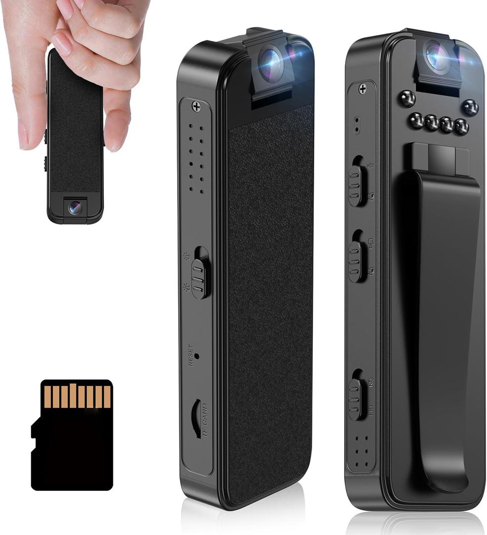 Mini Body Camera with 64GB Memory Card,Premium Portable 1080P Small Body Camera with Night Vision and Motion Detection Wearable for Office, Law Enforcement, Security Guard (64GB)