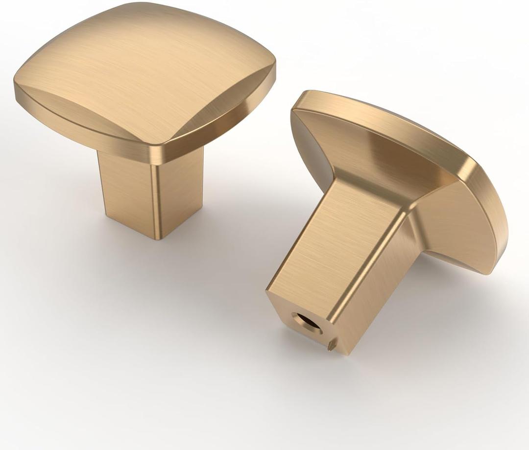 Amerdeco 10 Pack Champagne Bronze Cabinet Knobs, Modern Style, Easy to Install, Ambidextrous, Round, 1 Inch, Bronze Finish, Zinc & Other Metals, Perfect for Cabinets & Cupboards (Single Hole)