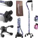 LIXIANG Walking Canes Stablize Women Quad Canes for Seniors & Adults Foldable Adjustable for Men & Women Heavy Duty Freestanding Cane for People with Leg Injuries 3 footings