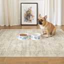 Soalmost 3x4 Rug, Small Area Rug for Kitchen, Entryway, Machine Washable Non-Slip Throw Rug, Vintage Carpet for Nursery Coffee Table  Beige, 3' x 4' (Rectangular)