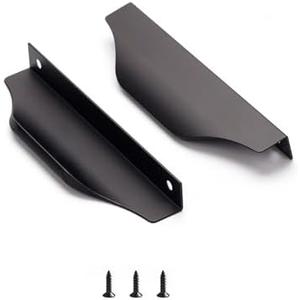 Satanga Edge Black Finger Pull for cabinets Kitchen Concealed Drawer pulls Aluminum Flat Hidden Back Mount Door Handle for Home 6Pack Modern 6" Overall Length Easy Installation