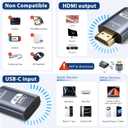 USB C Female to HDMI Male Adapter with USB Video Cable, 4K@60Hz Uni-Directional USB Type C Source to HDMI 2.0 Display Converter Thunderbolt 3/4 to HDM-I for i-/Phone 17 MacBok Pro/Air, Galaxy - 1 Pack