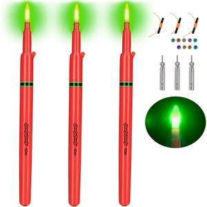 QualyQualy Catfish Fishing Bobbers, Weighted Catfish Pole Floats/LED Fsihing Bobber, 3PCS High Visibility Wood Pole Fishing Float, 10"-3Pcs