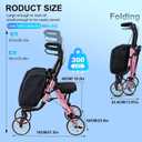 Foldable 2-in-1 Rollator Walkers for Seniors with Seat&Shopping Cart,300Lbs